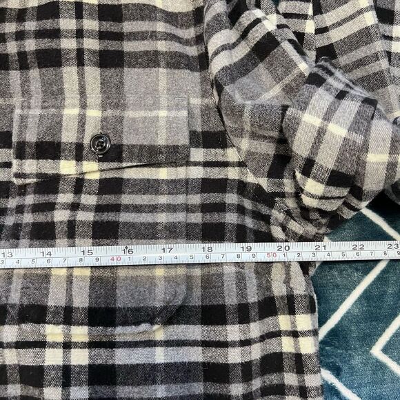 LL Bean Signature Size Medium Plaid Chamois Flannel Shirt Jacket Full Zip Soft - Picture 11 of 12
